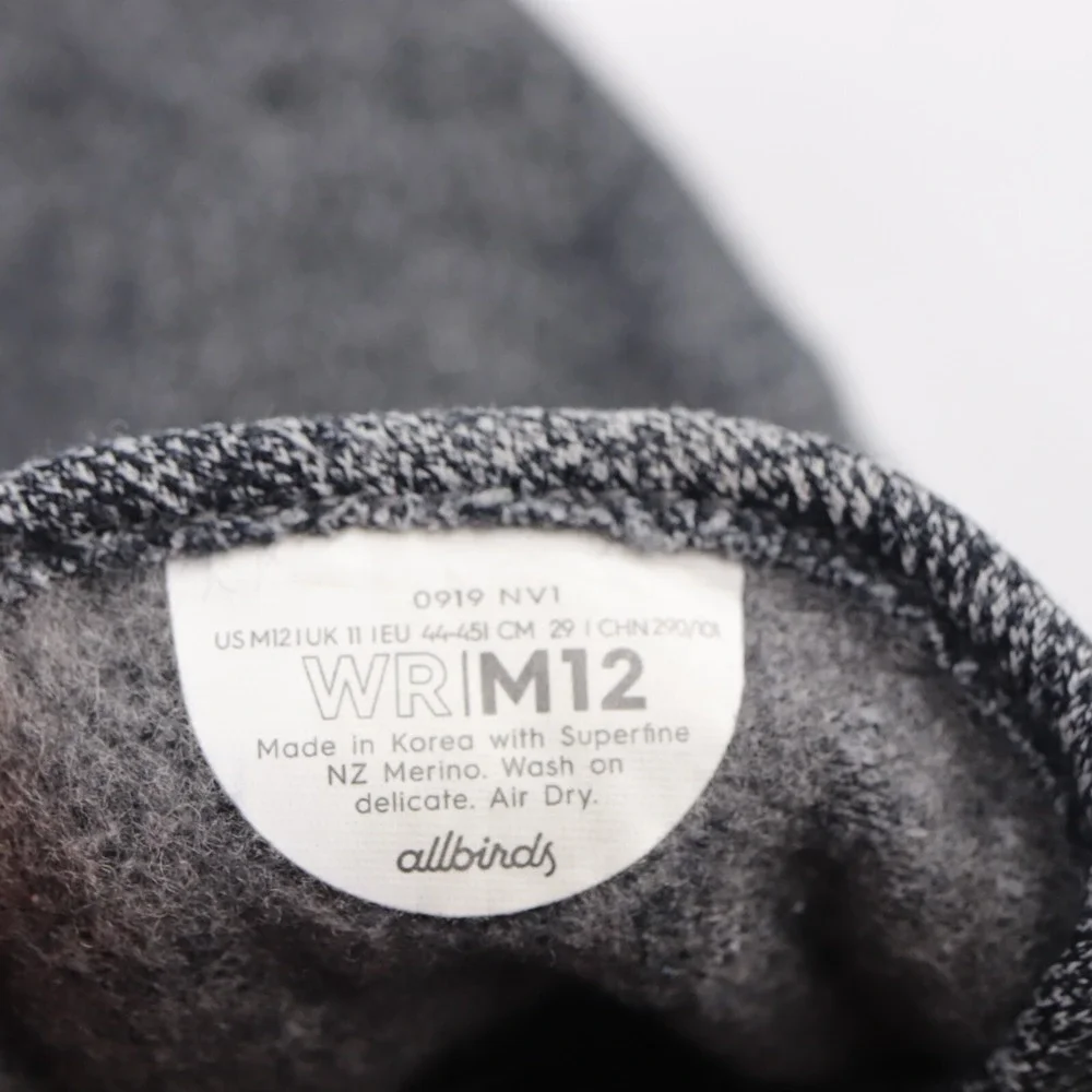 Allbirds Mens WR Wool Runner Running Shoes Size 12 Gray Merino Lace Up Sneakers